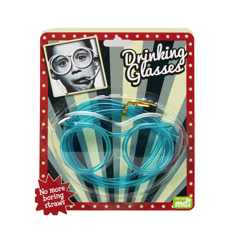 Mdi Drinking Glasses Novelty Straw Goggles Party Accessory 13x9cm Assorted