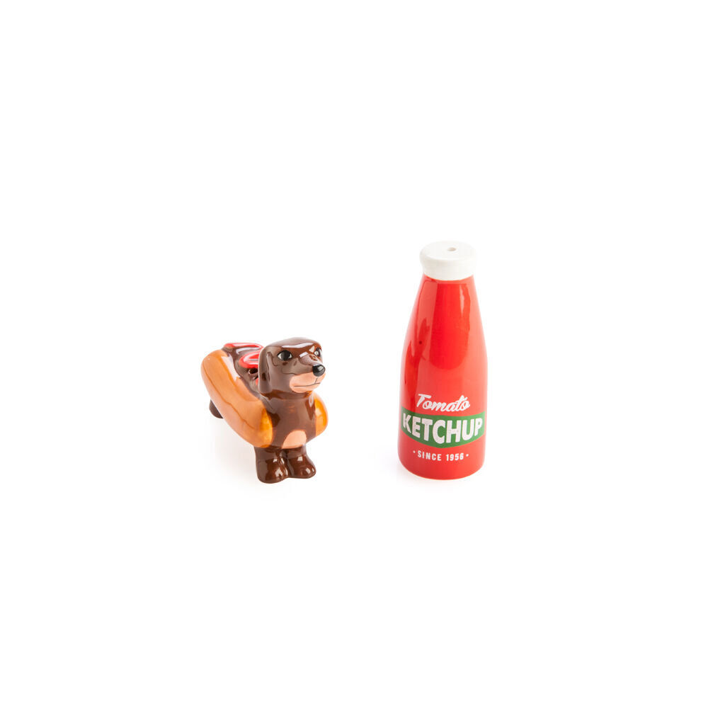 Flavour Mates 3D Salt & Pepper Shaker Set 11x11x5.5cm Sausage Dog Ketchup (2 Pieces) — image 2