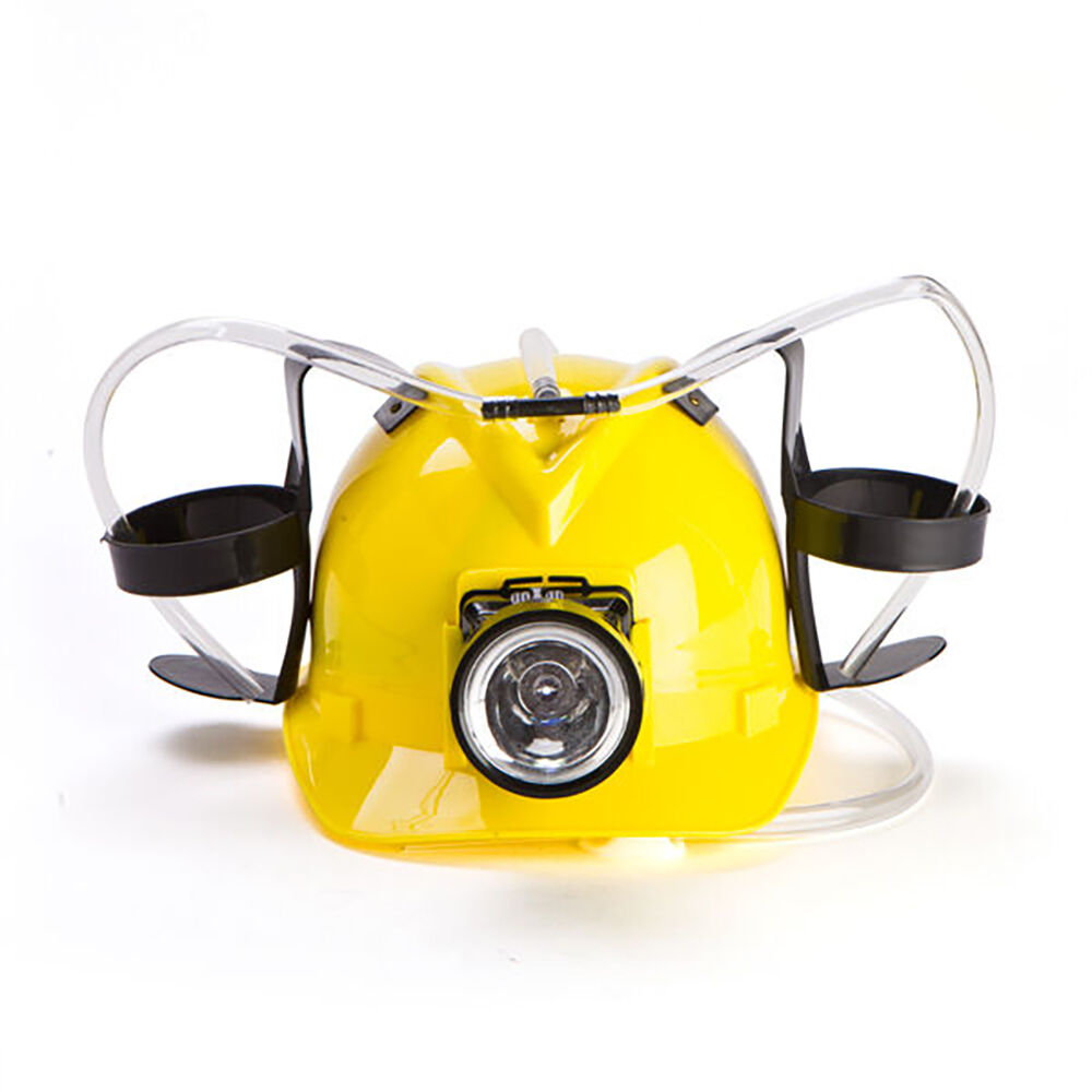 Mdi Drinking Hat Beer Helmet Drink Dispenser Miner w/ Light 30x31cm Yellow
