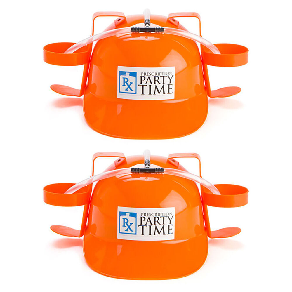 Mdi Drinking Hat Beer Helmet Drink Dispenser Prescription 31x27cm Orange (2 Pack)