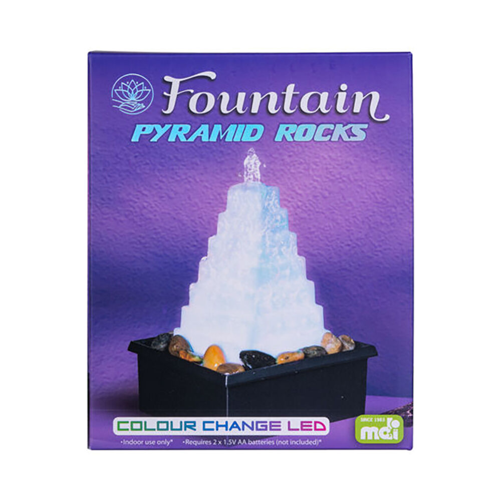 Mdi LED Fountain Pyramid Rocks Tabletop Water Light Feature Decor15.3cm