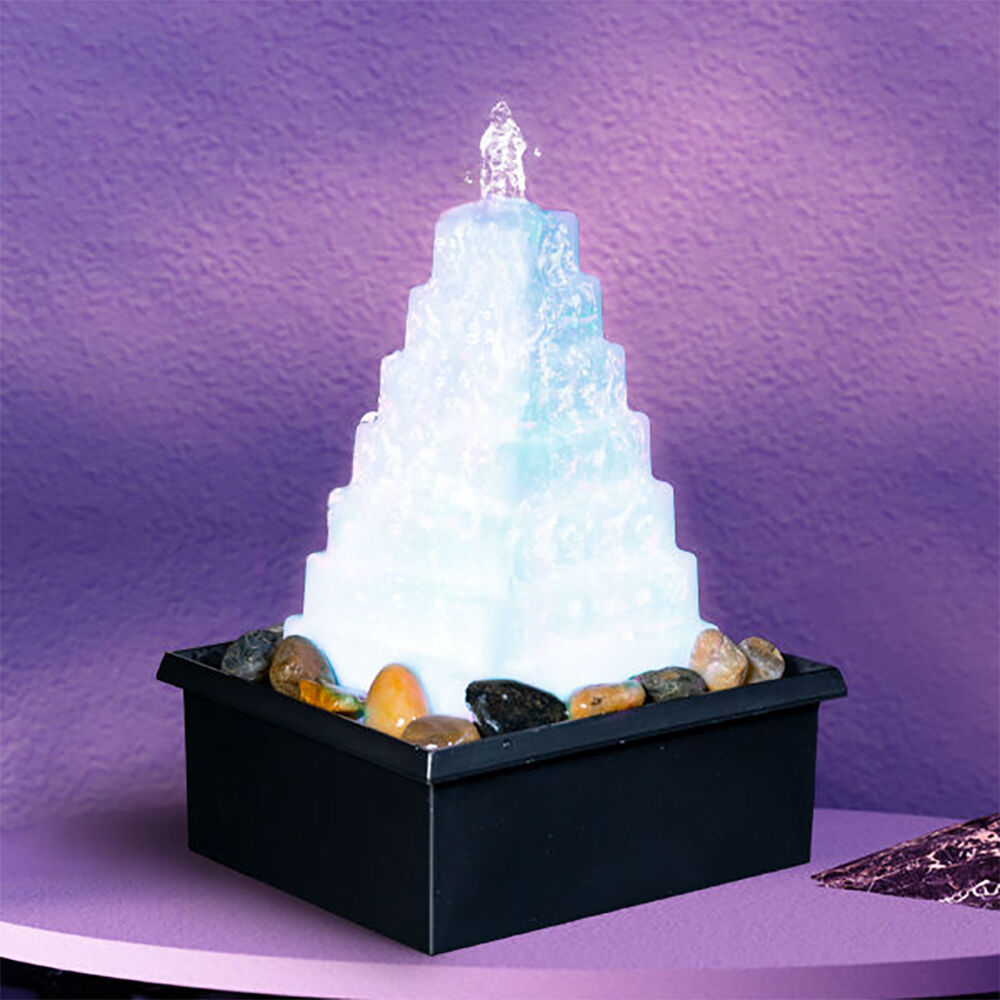 Mdi LED Fountain Pyramid Rocks Tabletop Water Light Feature Decor15.3cm — image 2
