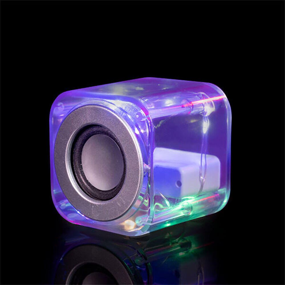 Art + Tech Light Up Speaker Clear Cube LED Music Display Room Lamp 8.5x8.5cm — image 3