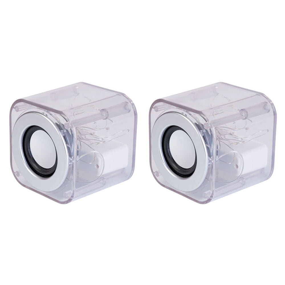 Art + Tech Light Up Speaker Clear Cube LED Music Display Room Lamp 8.5x8.5cm (2 Pack)
