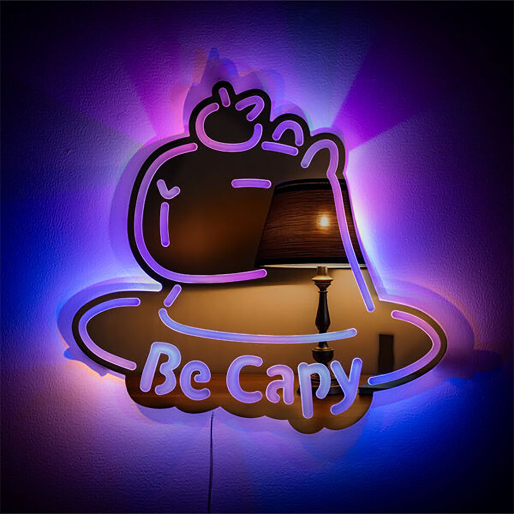 Art + Tech LED Mirror Wall Light Capybara Animal Home Decoration 28.5x3cm — image 3
