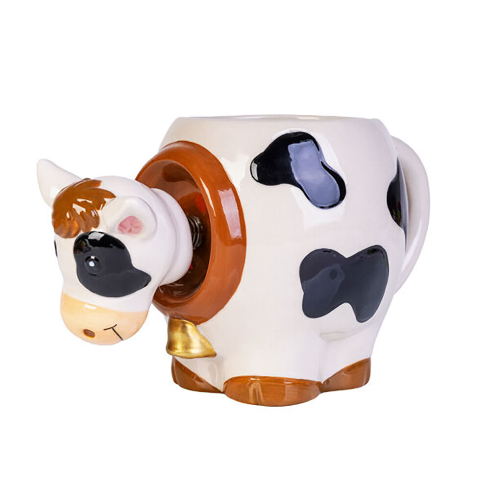 Mdi 3D Cow Bobble Head Ceramic Coffee/Tea Novelty Mug Drinkware 17.5x11cm