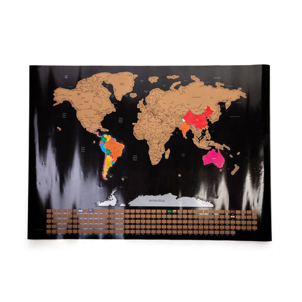 Mdi 82.5x59.4x0.1cm Large Scratch Me Away World Travel Map Poster