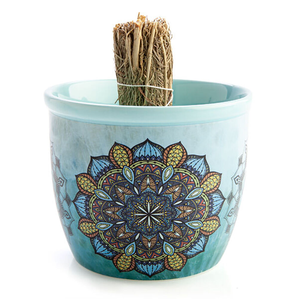 Mdi Mandala 12.5x10.5cm Ceramic Smudge Bowl Sage/Incense Burner Blue — image 6