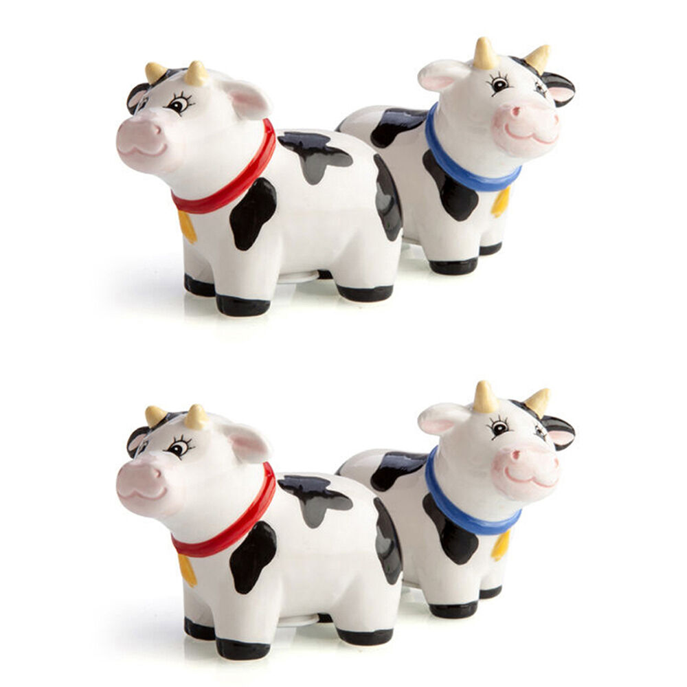 Flavour Mates 2pc Flavour Mates 3D Salt & Pepper Shaker Duo Set 8.6x4x6.7cm Collared Cows (2 Pack)