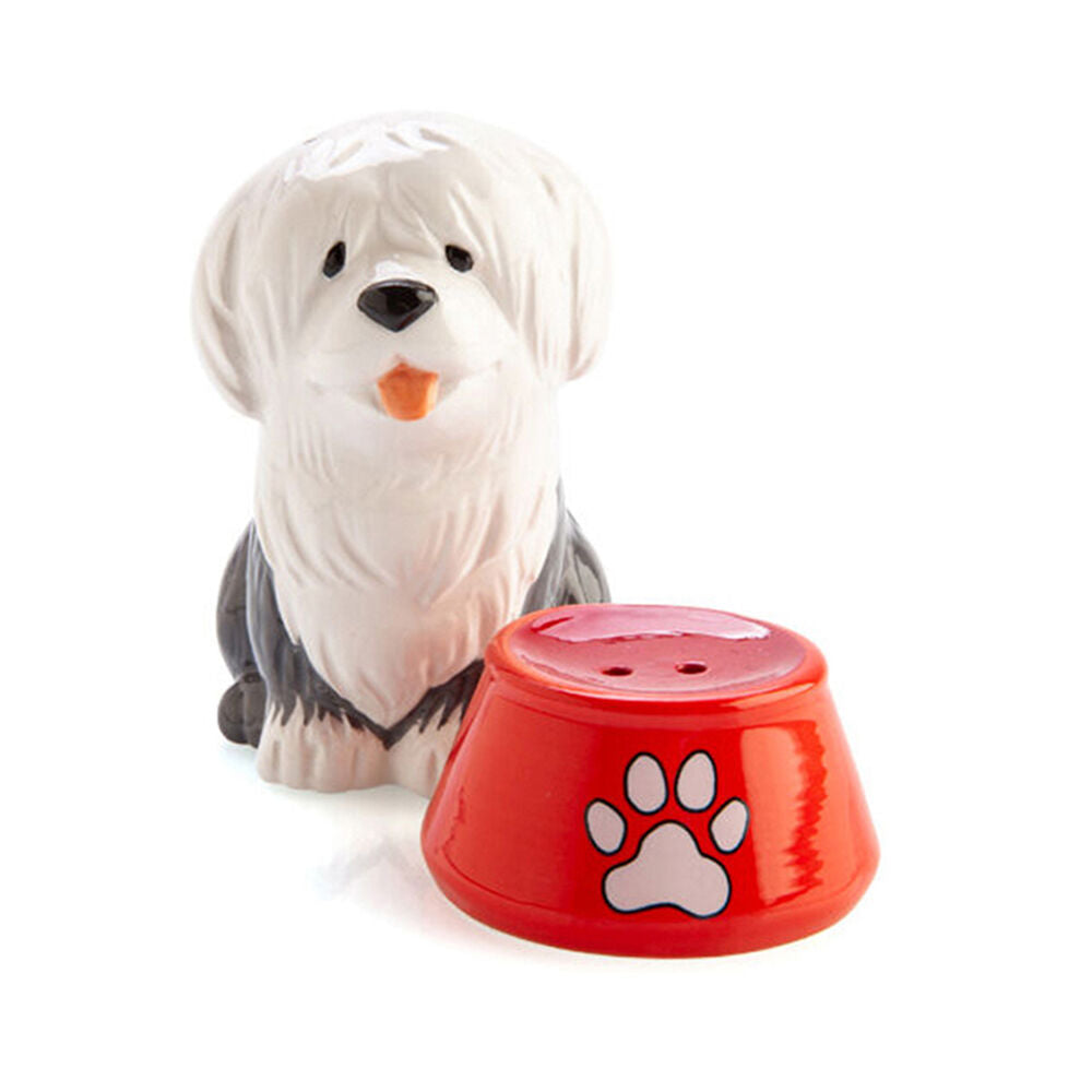 Flavour Mates 3D Salt & Pepper Shaker Set 11.5x5.5x8.5cm Sheepdog w/ Bowl (2 Pieces)