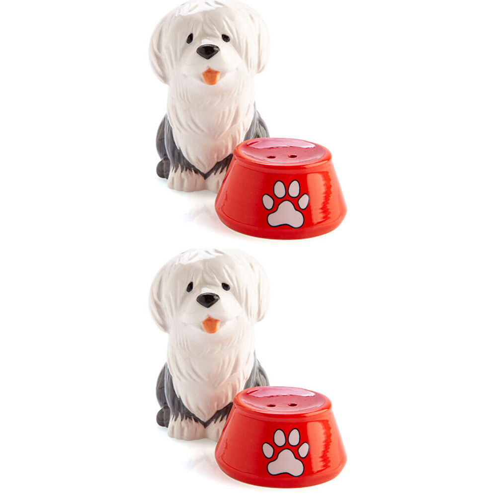 Flavour Mates 2pc Flavour Mates Salt & Pepper Shaker Set 11.5x5.5x8.5cm Sheepdog w/ Bowl (2 Pack)