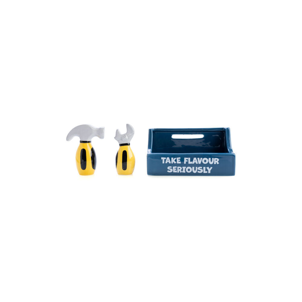 Flavour Mates 3D Salt & Pepper Shaker Set 15.2x7x11cm Tradie Toolbox Holder (2 Pieces) — image 3