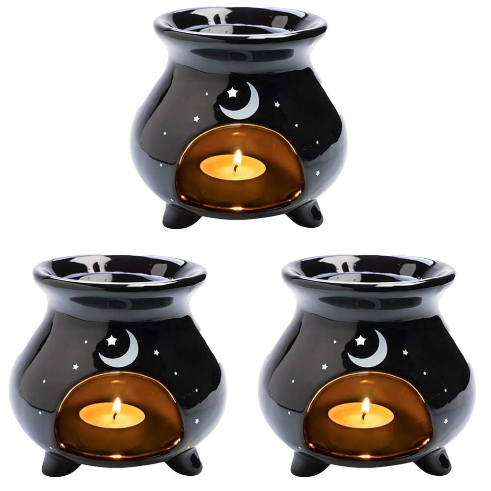 Mdi Cauldron Oil Burner Tabletop Home Fragrance For Wax Melts/Tealight Black (3 Pack)