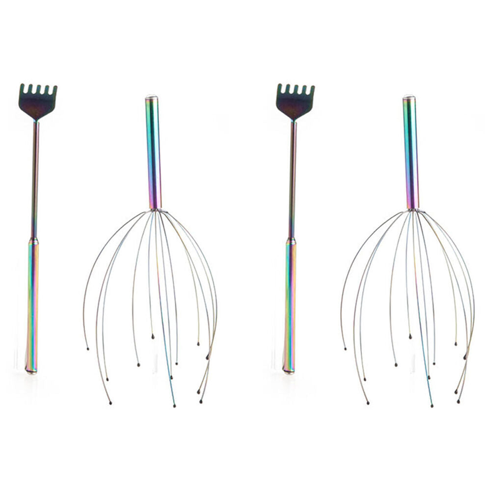 Mdi Luxury Calming Set Head Tickler & Extendable Back Scratcher Rainbow (2 Pack)