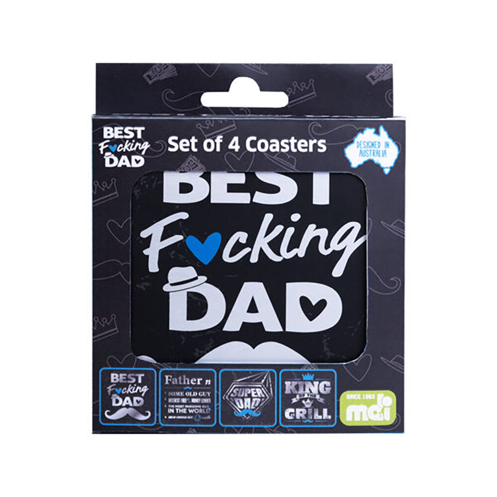 Mdi Cork-Backed Drink Coasters Table Mat Set Square Dad Father's Day (4 Pieces) — image 4