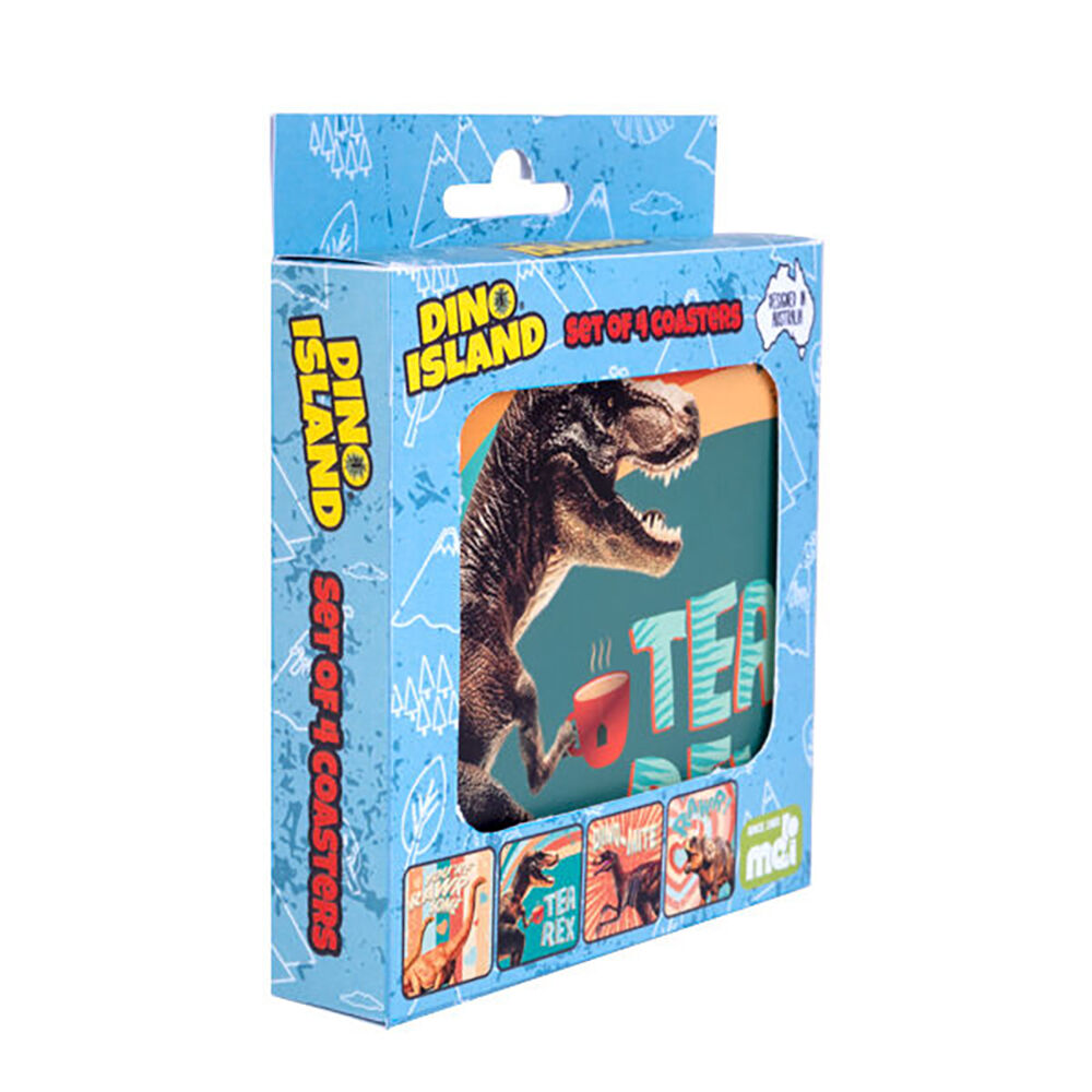 Dino Island Cork-Backed Drink Coasters Table Protector Mat Square Dino (4 Pieces) — image 3