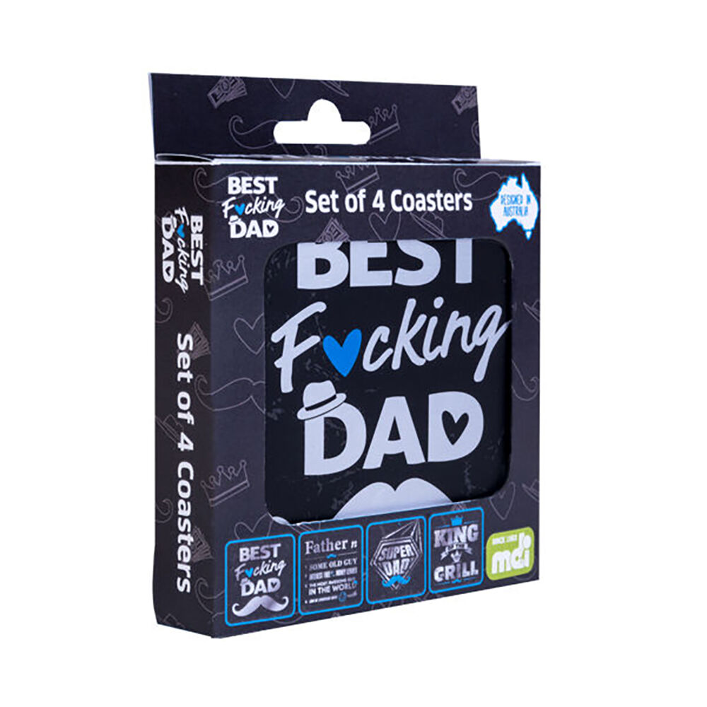 Mdi Cork-Backed Drink Coasters Table Mat Set Square Dad Father's Day (4 Pieces) — image 3