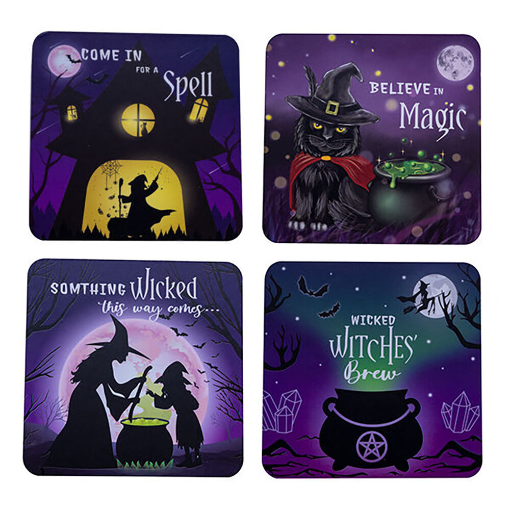 Mystical Worlds 4pc Mystical Worlds Cork-Backed Drink Coasters Table Mat Set Square Wicked (3 Pack) — image 2