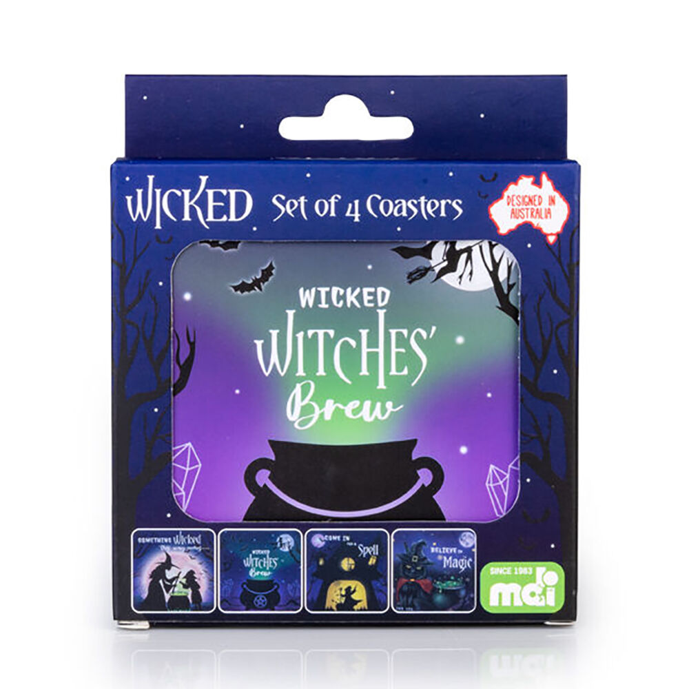 Mystical Worlds Cork-Backed Drink Coasters Table Mat Set Square Wicked (4 Pieces) — image 4