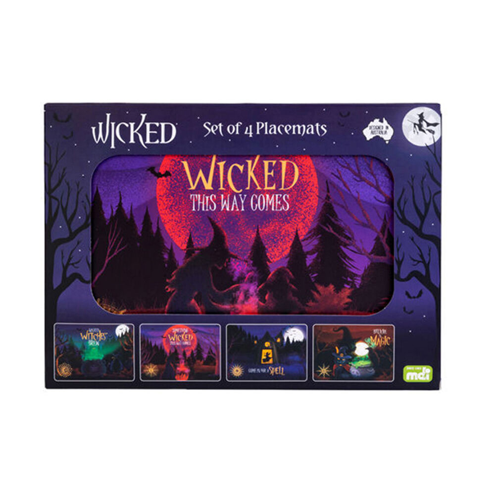 Mdi Cord-Backed Heat-Resistant Placemat Set 29x21.5x0.5cm Mystical Wicked (4 Pieces)