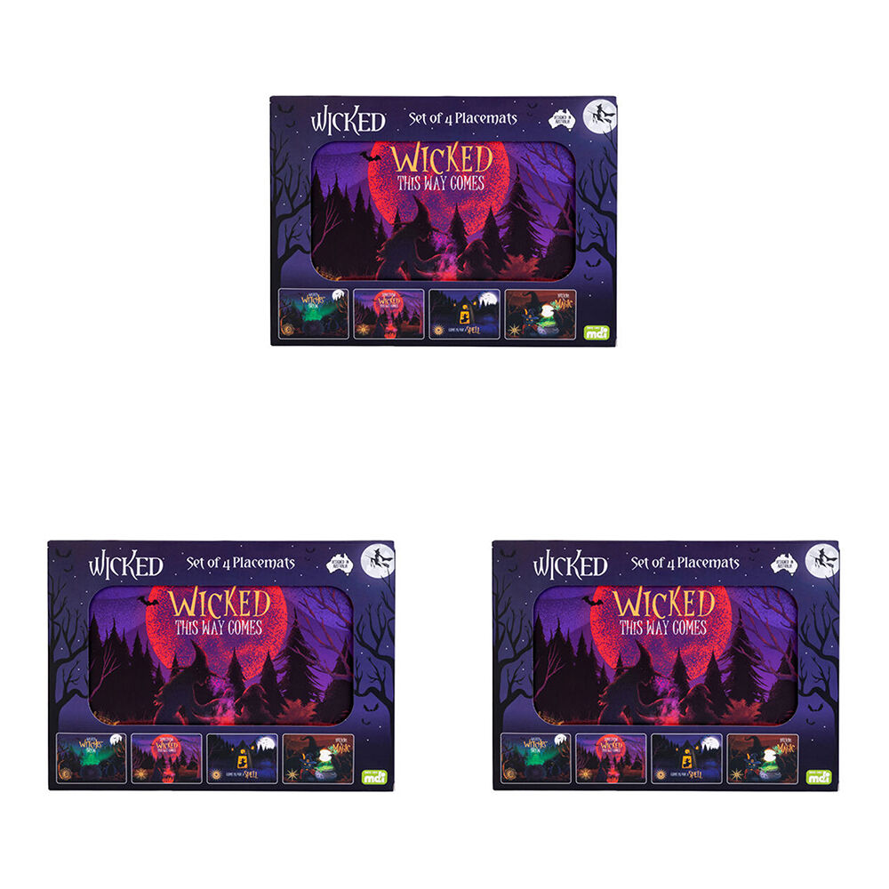 Mdi 4pc MDI Cord-Backed Heat-Resistant Placemat Set 29x21.5x0.5cm Wicked (3 Pack)
