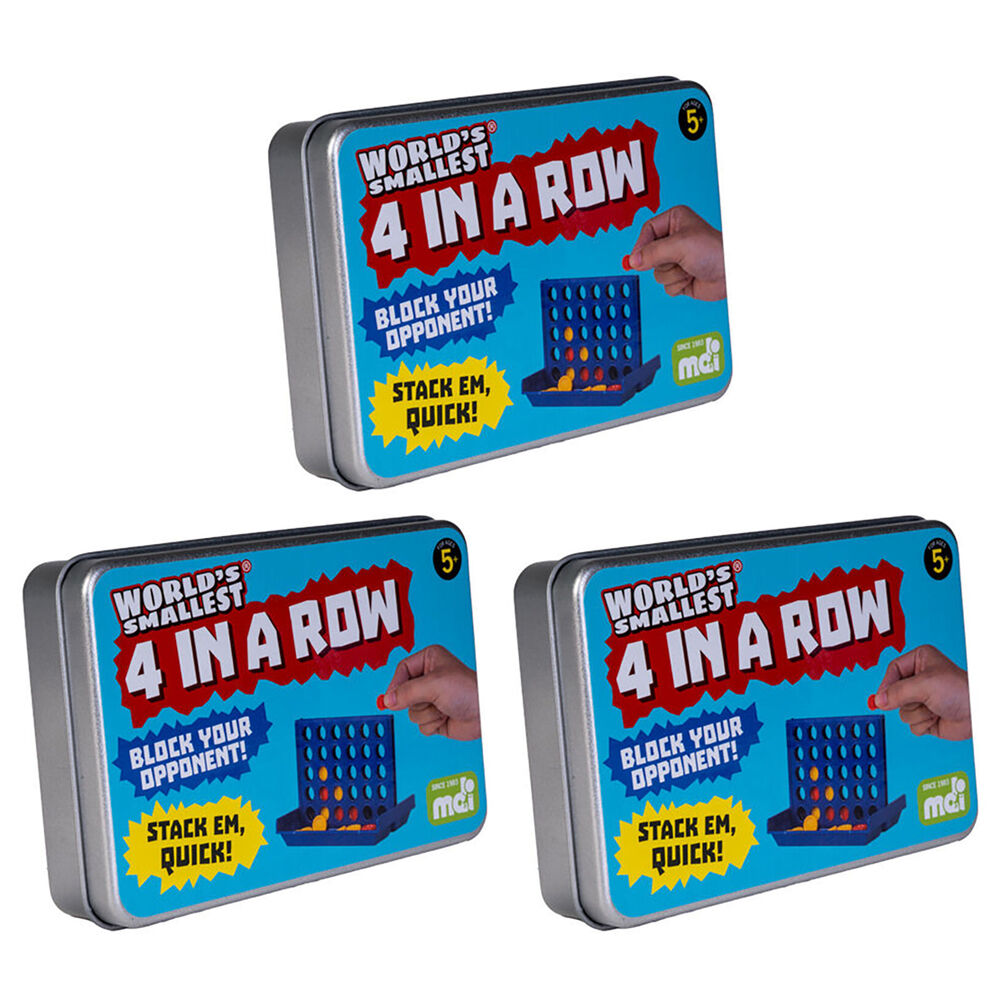 Worlds Smallest 4-In-A-Row Board Game Miniature Toy Set Kids/Children 5y+ (3 Pack)
