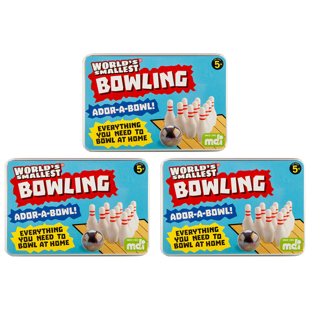 Worlds Smallest Bowling Board Game Miniature Toy Set Kids/Children 5y+ (3 Pack)