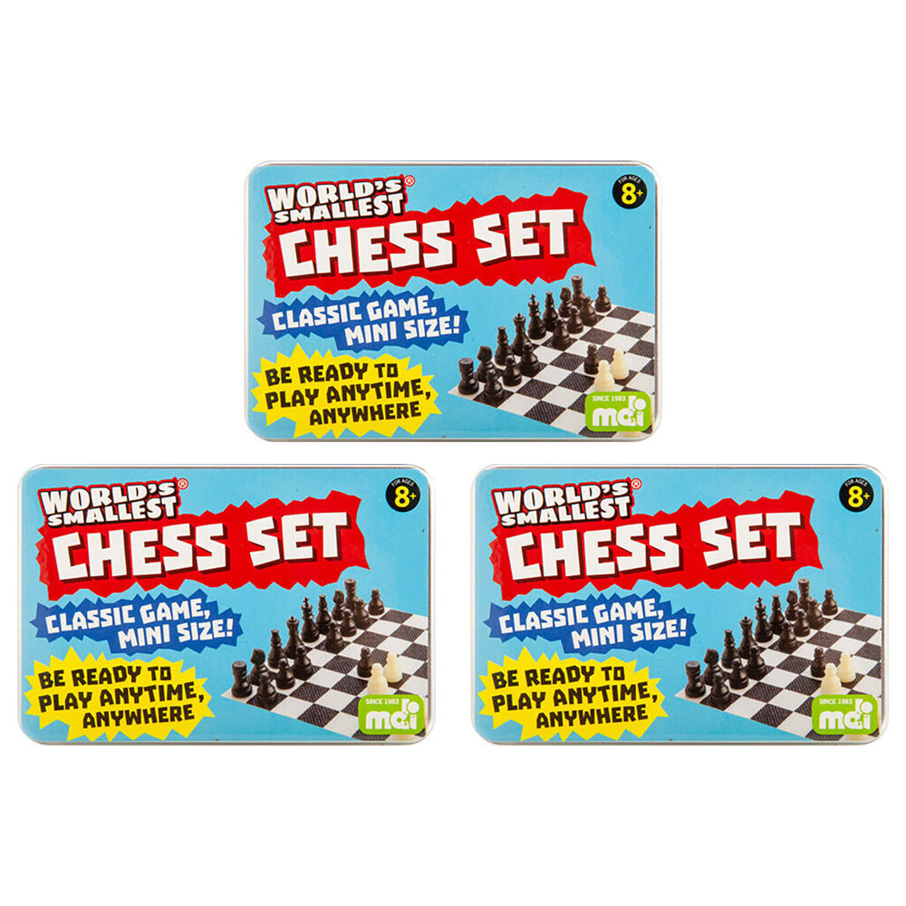 Worlds Smallest Chess Set Board Game Miniature Toy Kids/Children 8y+ (3 Pack)