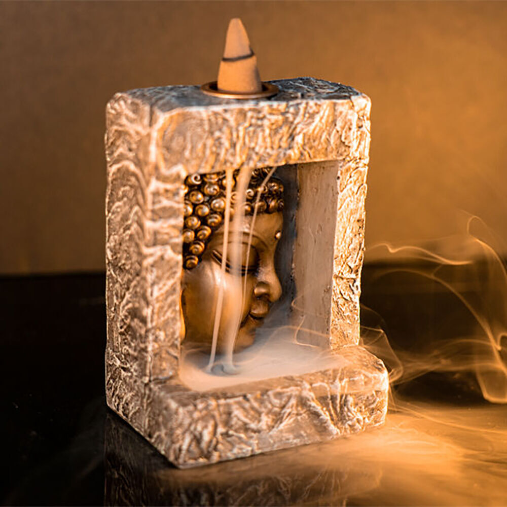Mdi Backflow Cone Burner Frame Buddha Head Incense Burner Home/Room Decor (2 Pack) — image 7