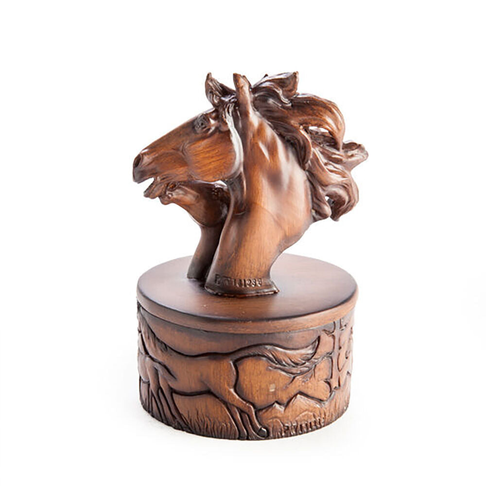 Mdi Horse Trinket Box Traditional Wood Look Brown Polyresin Home Table Decor (2 Pack)