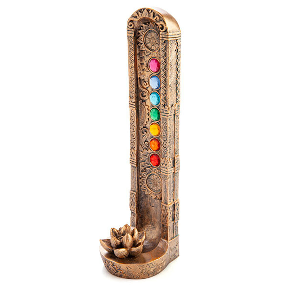 Mdi Copper Chakra Lotus Stick Incense Burner Stand Holder Home Decor 27x8cm — image 3