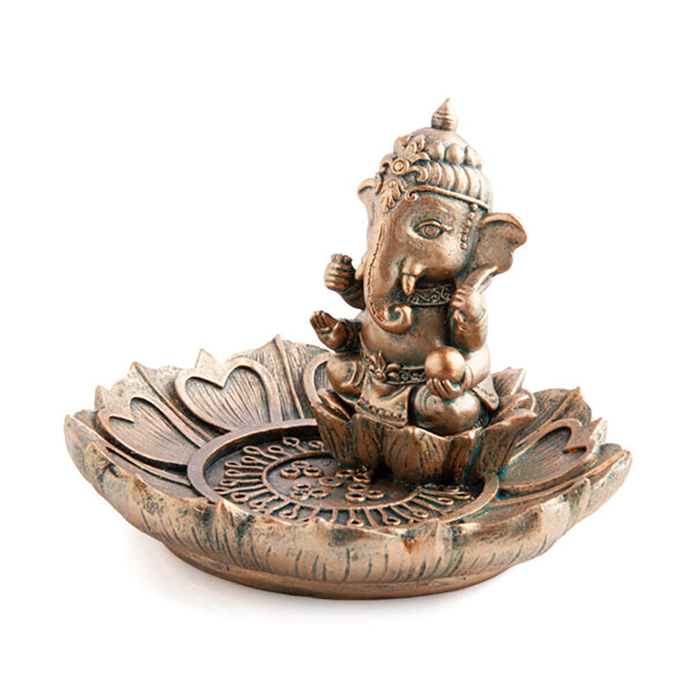 Mdi Stick Incense Burner Ganesha Stand Antique Gold Home Fragrance Decor (3 Pack) — image 3