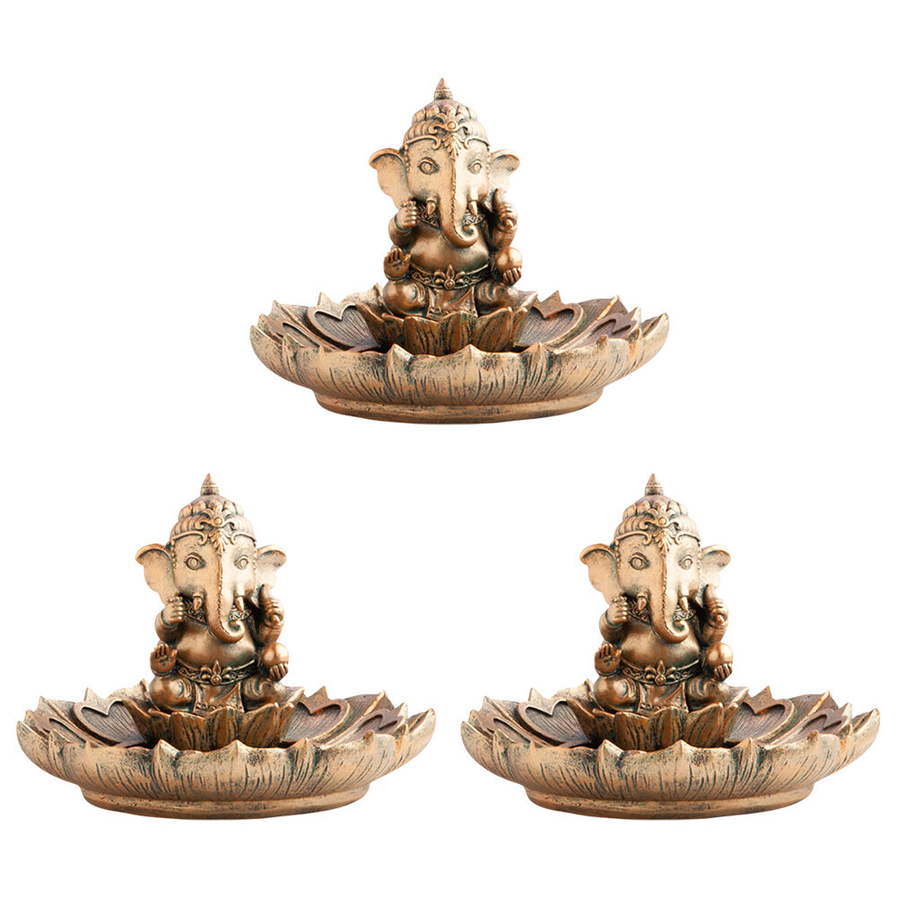 Mdi Stick Incense Burner Ganesha Stand Antique Gold Home Fragrance Decor (3 Pack)