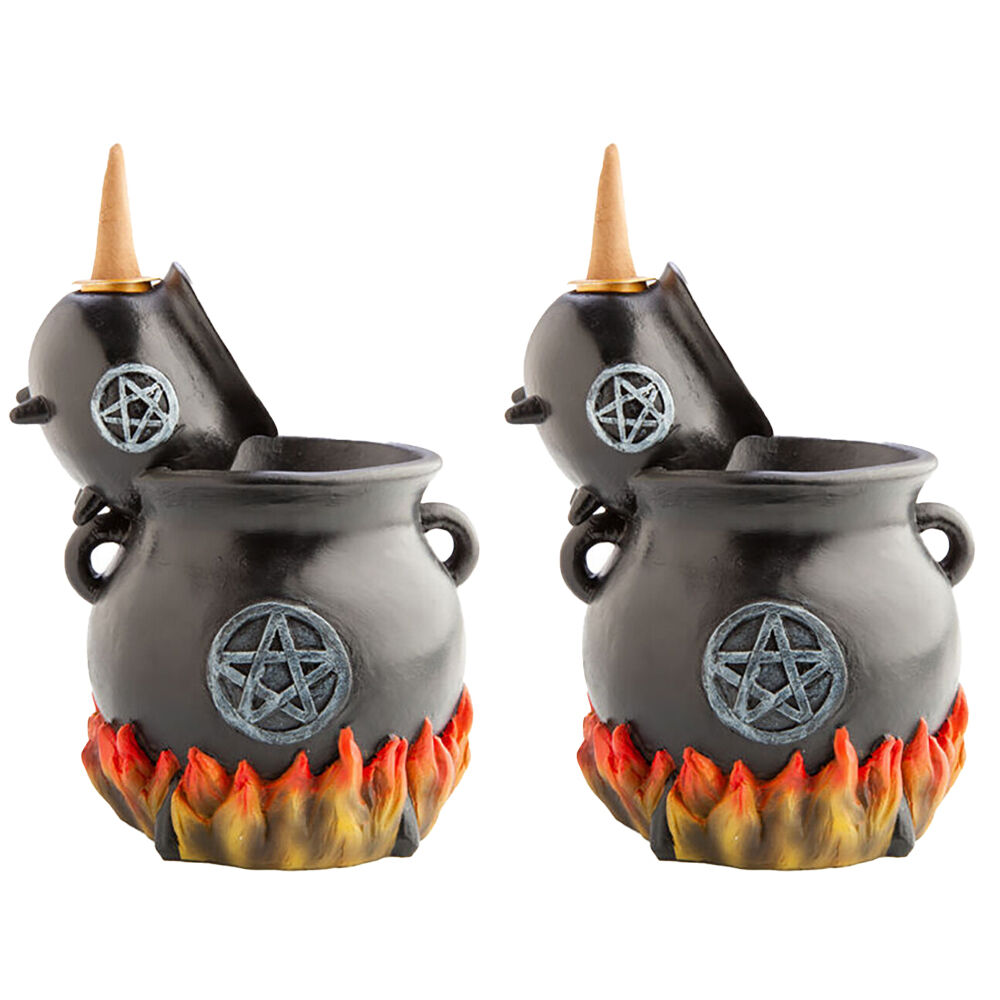 Mdi LED Backflow Incense Burner Cauldron Pot Witchy Home Decor 13.5x15.5cm (2 Pack)