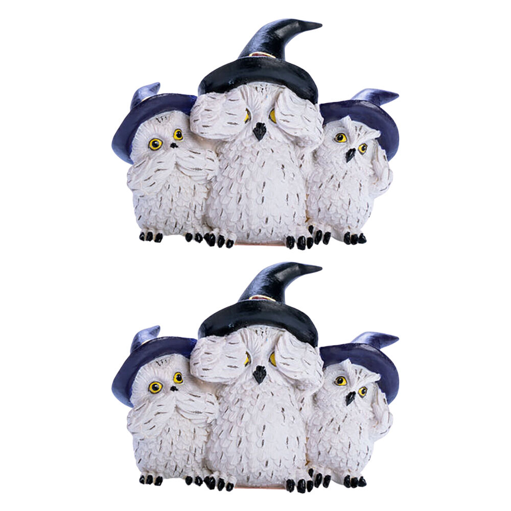 Mystical Worlds 3 Wise Snowy Owls Figurine Home/Room Decor 12.7x9.3cm White (2 Pack)