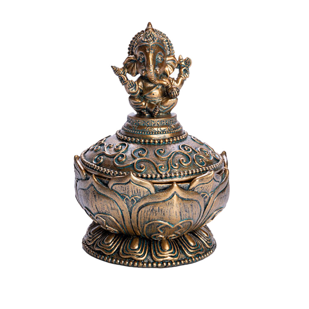Mystical Worlds Jewellery Storage Trinket Box Ganesh Gold Decor Antique