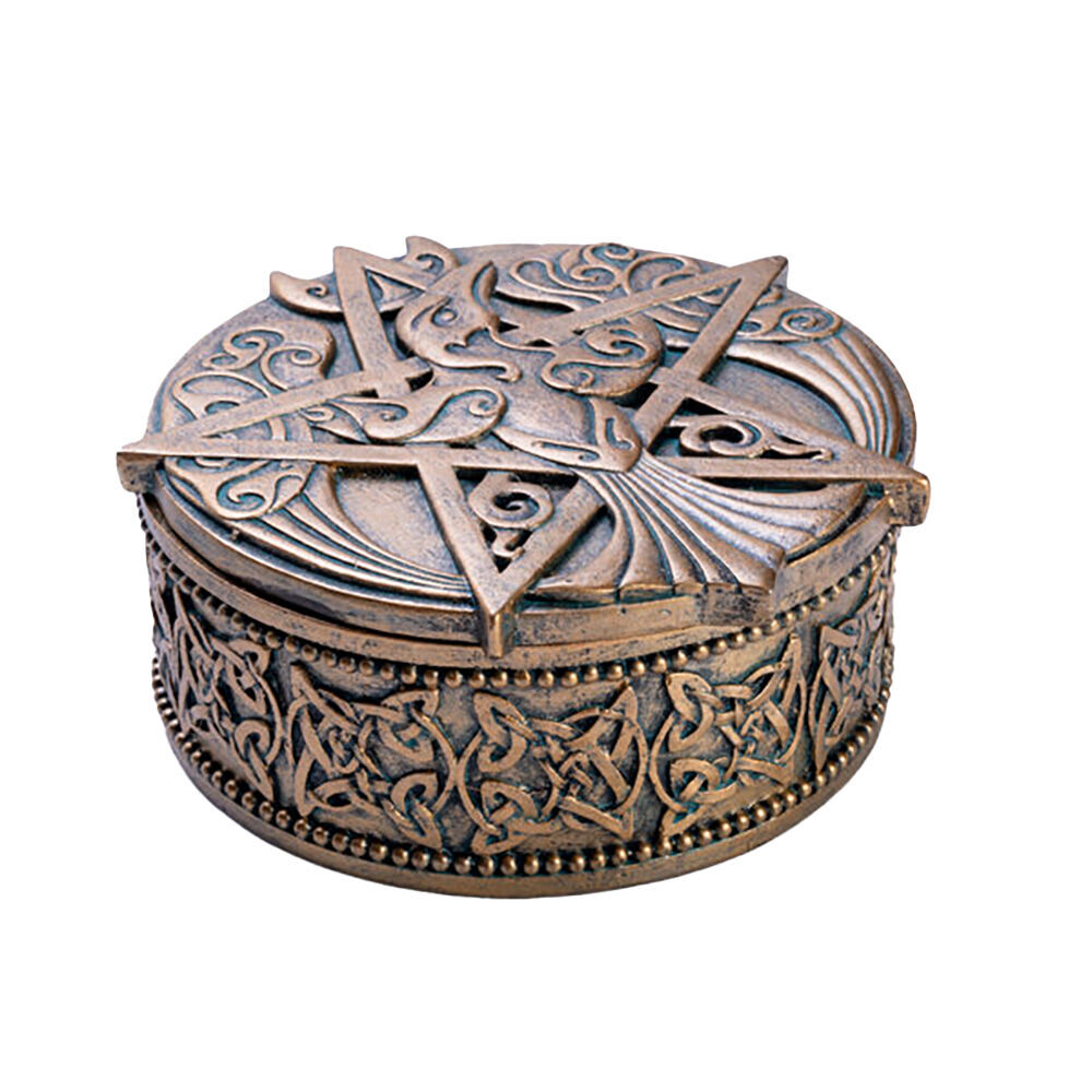 Mystical Worlds Trinket Box Pentacle Gold Jewellery Storage Decor Antique (2 Pack) — image 2