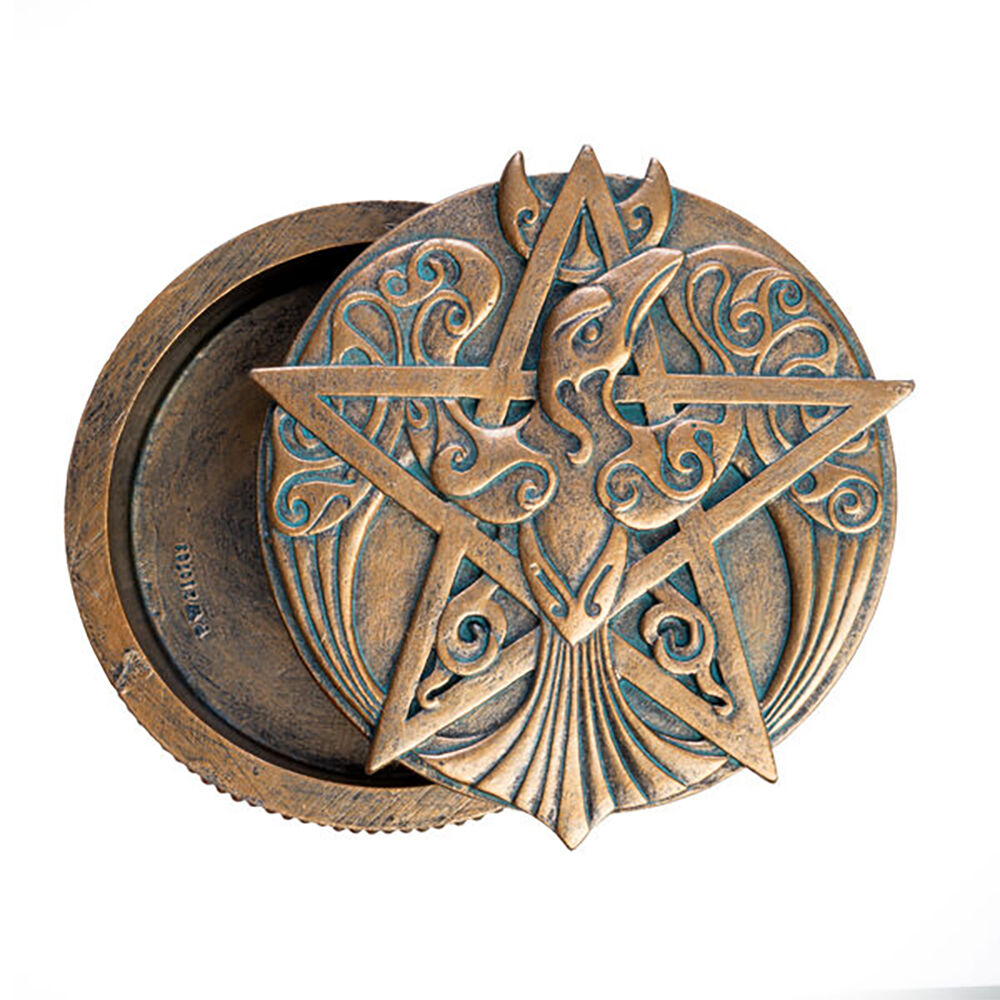 Mystical Worlds Jewellery Storage Trinket Box Pentacle Gold Decor Antique — image 2
