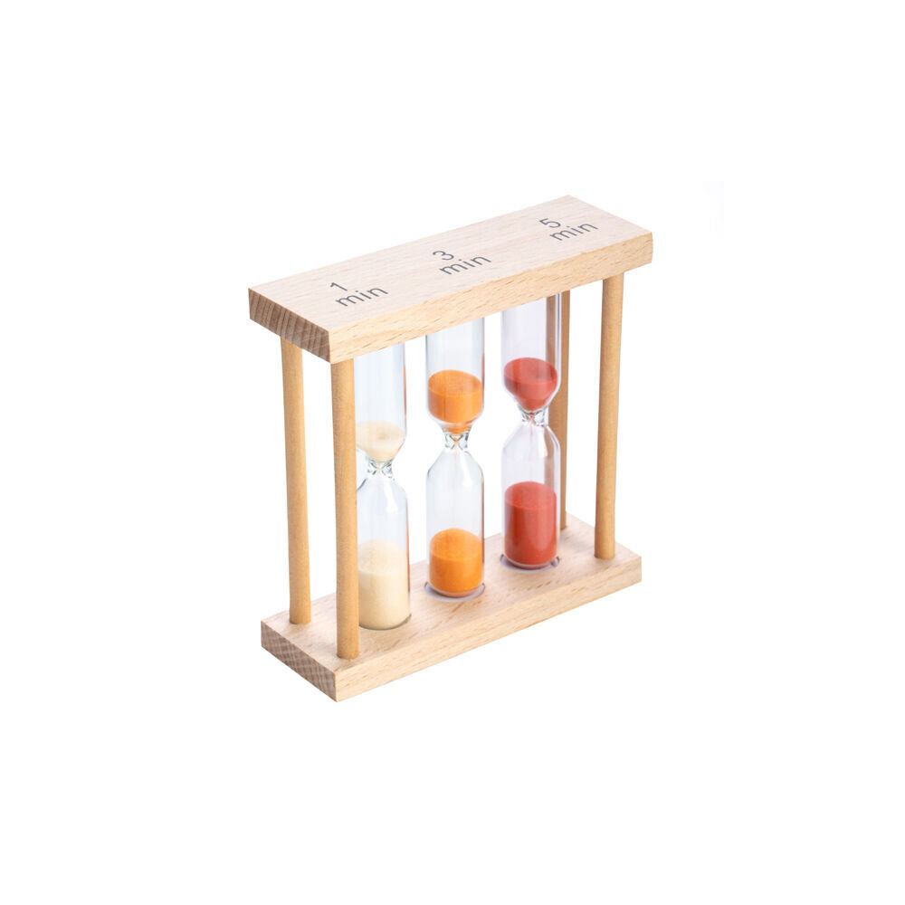 Mdi 9x3x9cm Coloured Sand Wooden 3-In-1 Countdown Hourglass Timer — image 2