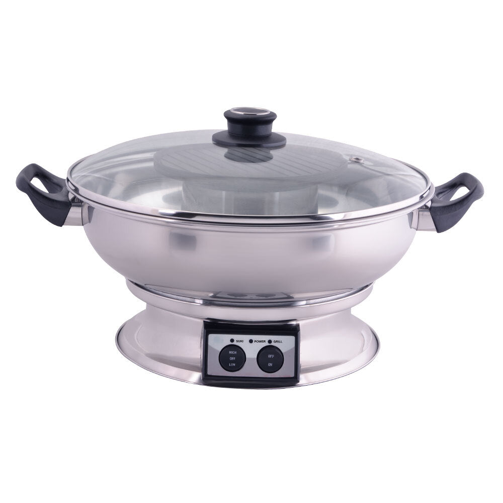 Maxim Teppanyaki 2.5L 1350W Steamboat Electric Hotpot/600W BBQ Grill/Basket/Fork