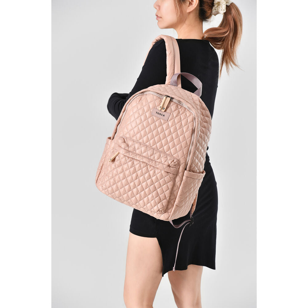 Tosca Metro Quilted Oxford Lightweight Travel 15" Laptop Backpack Mauve — image 8