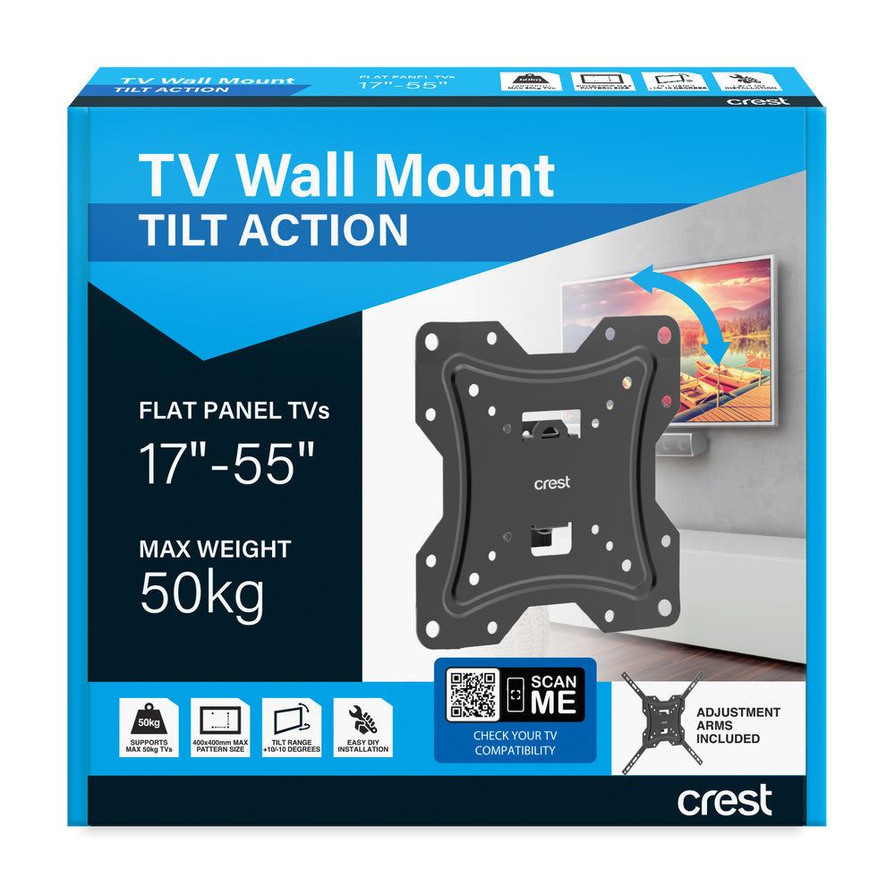 Crest Tilt Action Wall Mount Bracket For 17"-55" Flat-Screen TV Adjustable Black — image 4