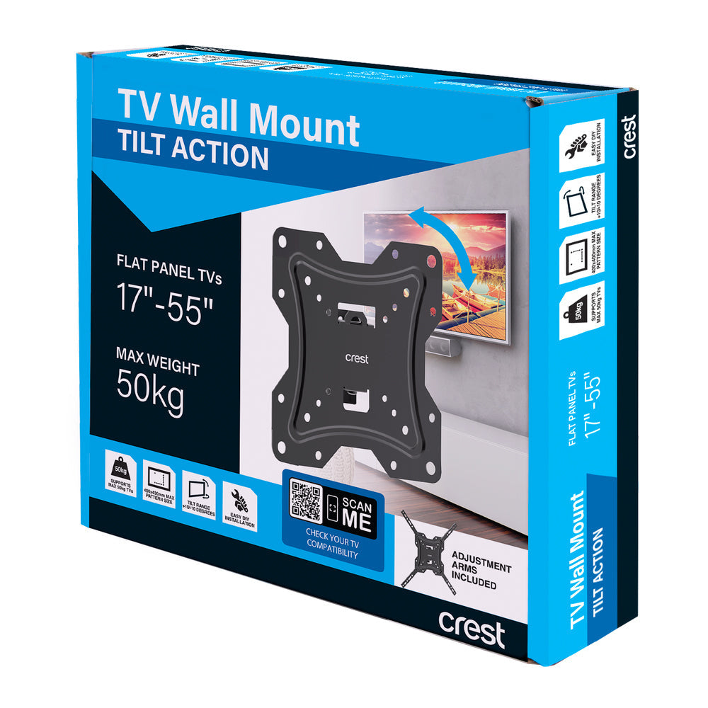 Crest Tilt Action Wall Mount Bracket For 17"-55" Flat-Screen TV Adjustable Black — image 2