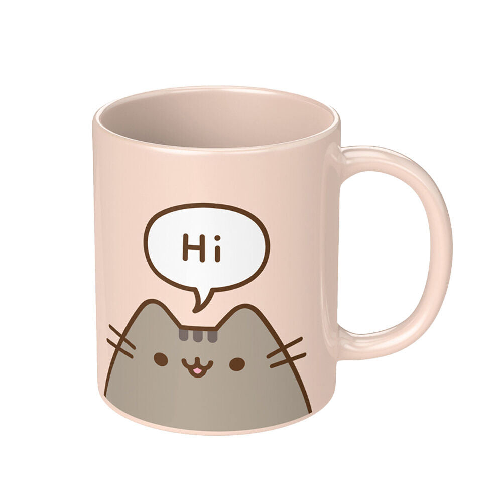 Pusheen Pink Hello/Goodbye Cat Cartoon Coloured Coffee Mug