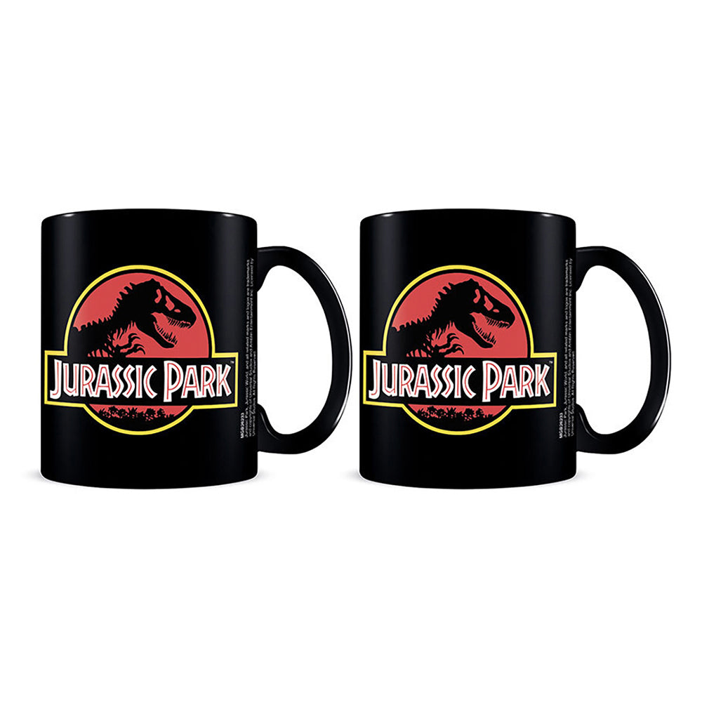 Jurassic Park Logo Movie Themed Gift Coffee Mug Drinking Cup 300ml Black (2 Pack)