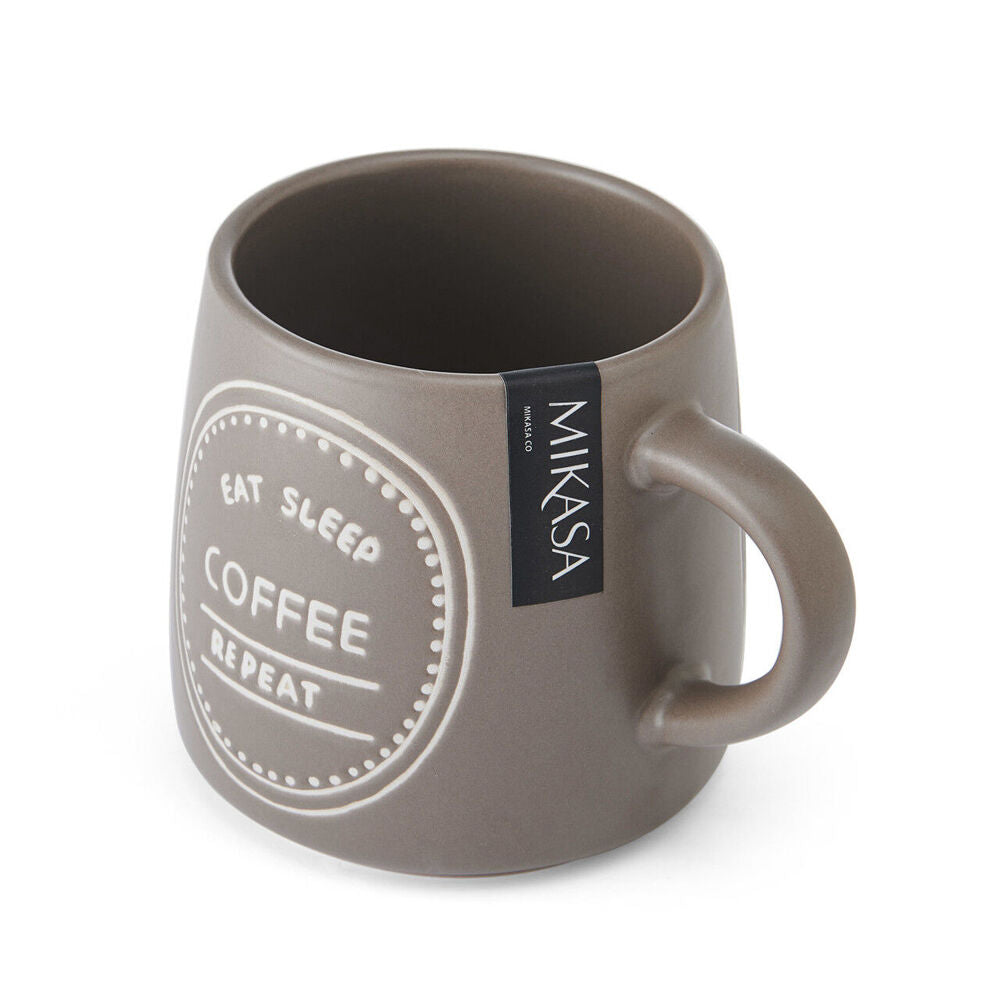 Mikasa 400ml Eat Sleep Coffee Repeat Coffee Mug Cup Stoneware Drinkware Brown — image 2