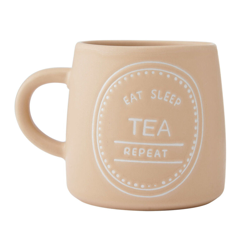 Mikasa 400ml Eat Sleep Tea Repeat Coffee Mug Cup Stoneware Drinkware Orange — image 2