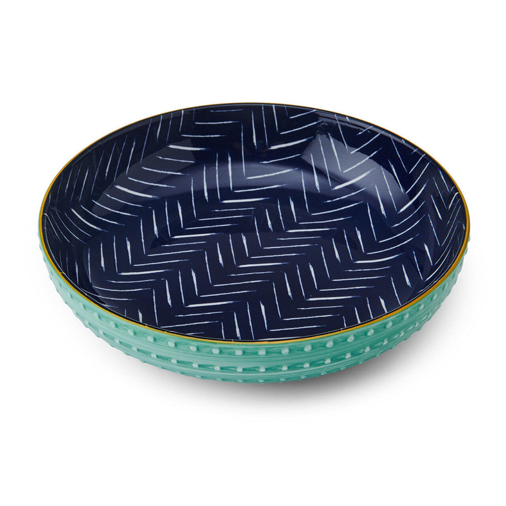 Mikasa Stoneware Indigo Chevron Ceramic Kitchen Serving Bowl Dishware 21cm