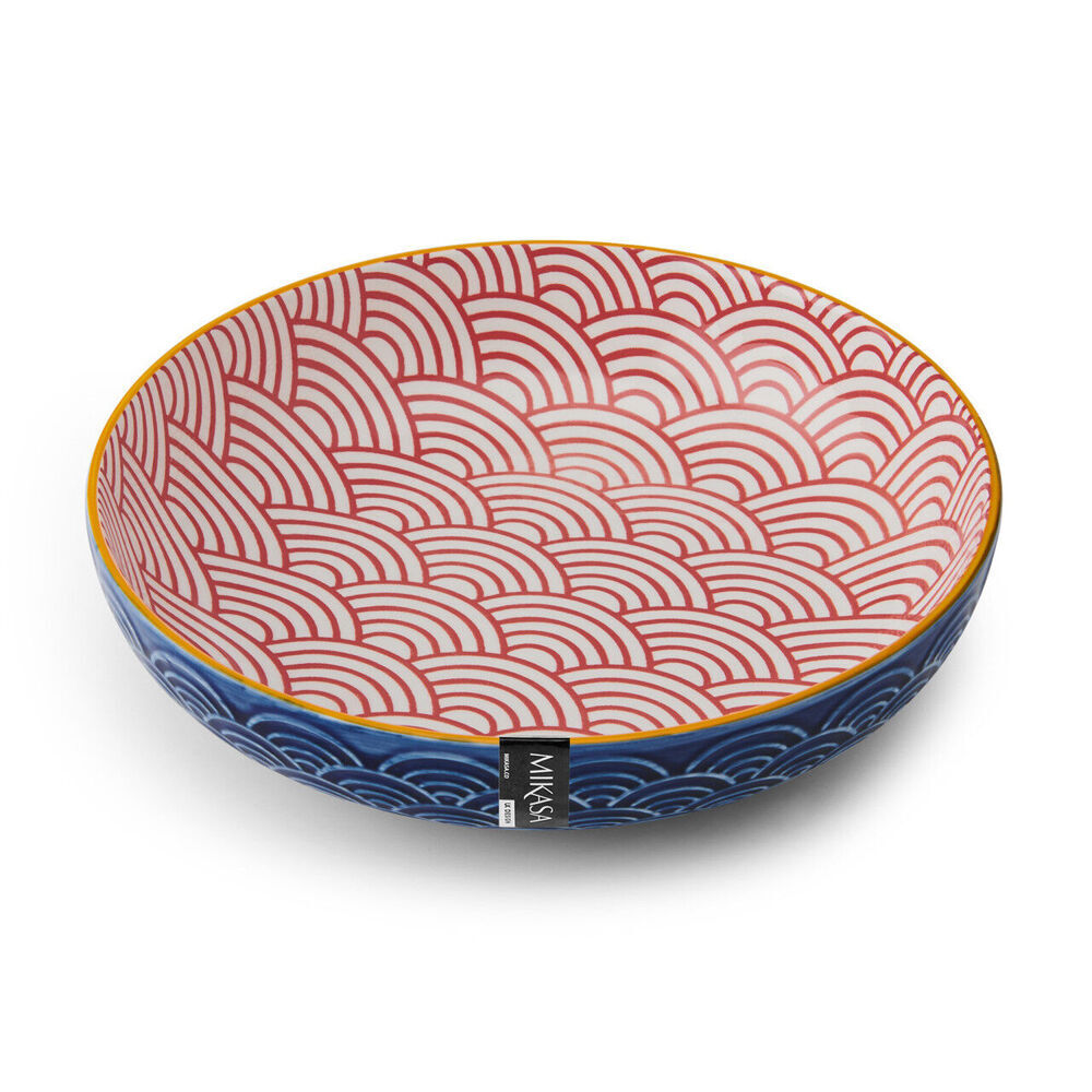 Mikasa Arched Pattern Ceramic Bowl Salad Serving Round Dinnerware 21cm Blue (4 Pack) — image 5