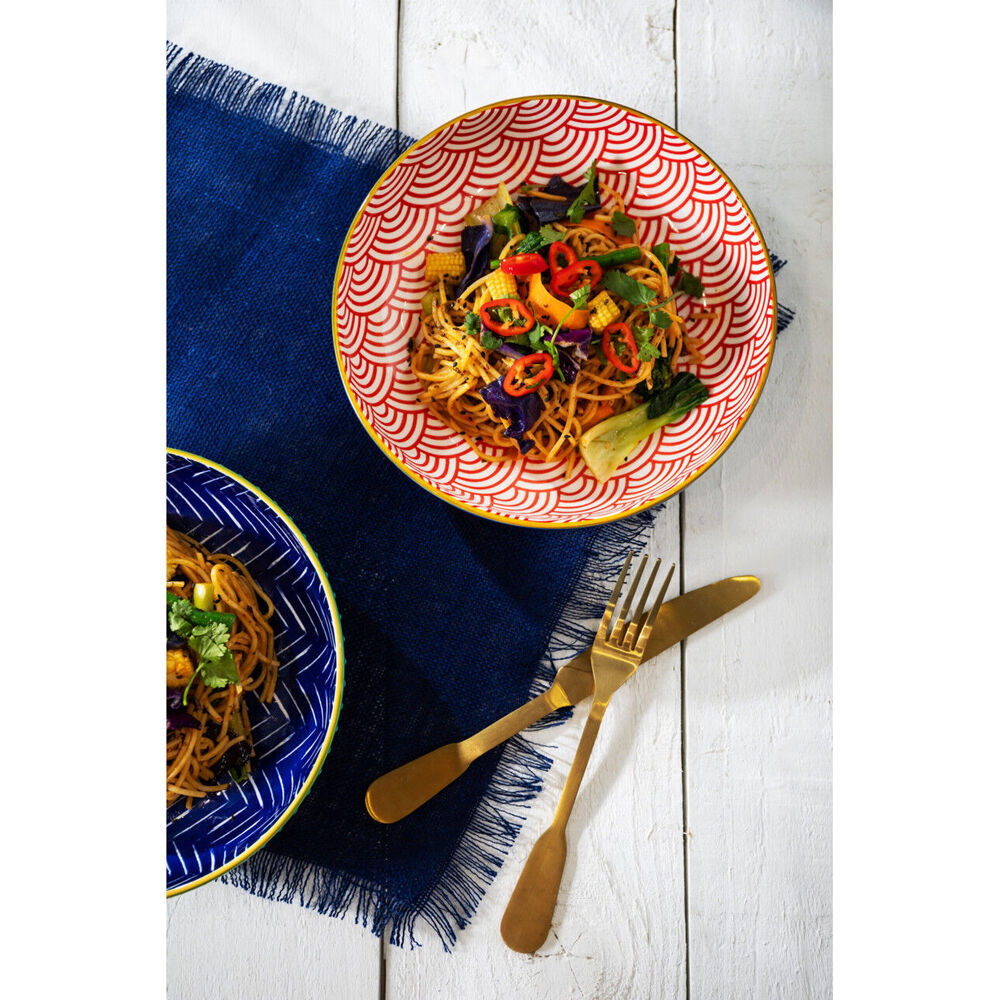 Mikasa Arched Pattern Ceramic Bowl Salad Serving Round Dinnerware 21cm Blue (4 Pack) — image 6